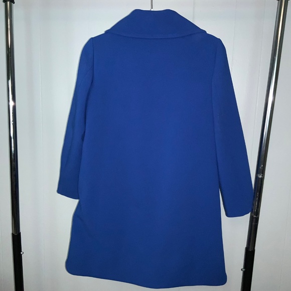 Ann Taylor Cobalt Blue covered snap front pea coat Sz XS tulip hem pockets lined - Picture 4 of 6